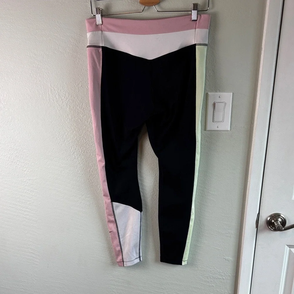 Nike Dri-FIT Leggings Black Pink White L Colorblock Active Tights Consign